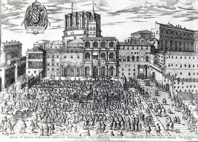 La benedizione di Papa Pio V in Piazza San Pietro c.1567 da Italian School